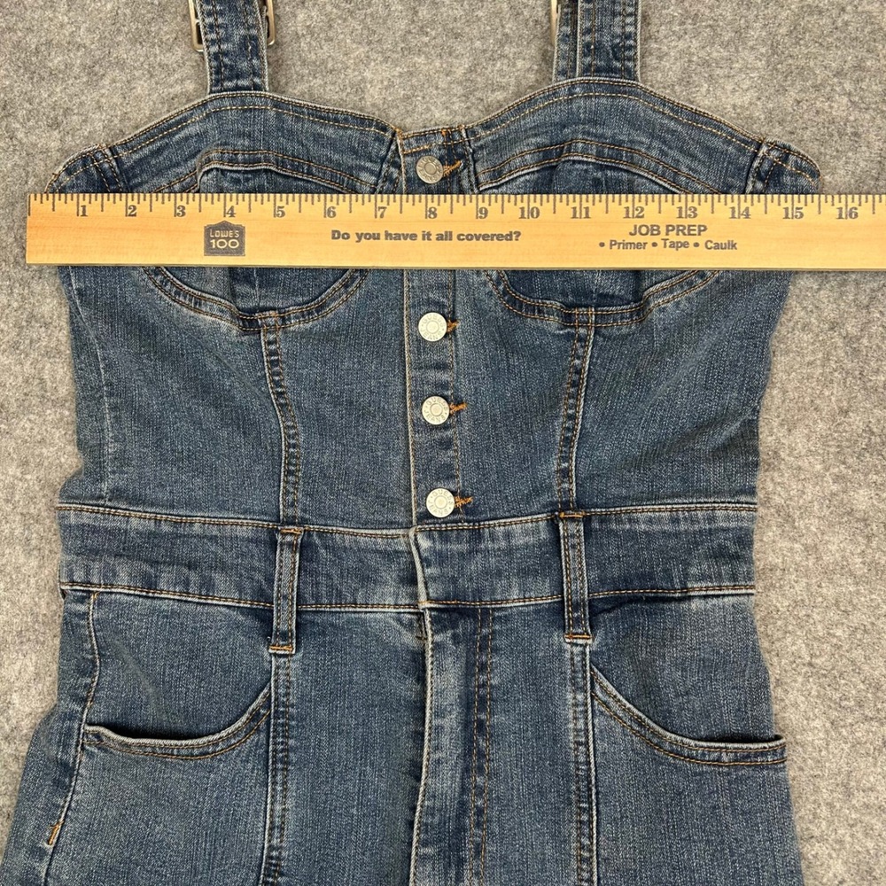VTG GUESS Y2K Denim Jumpsuit Bustier Sweetheart Overalls Skinny Blue Jean Sz 28 - Picture 9 of 9